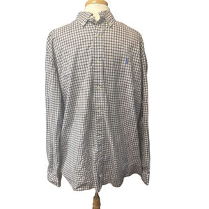 RALPH LAUREN XL Brown White Plaid Casual Button Down Shirt Long Sleeve